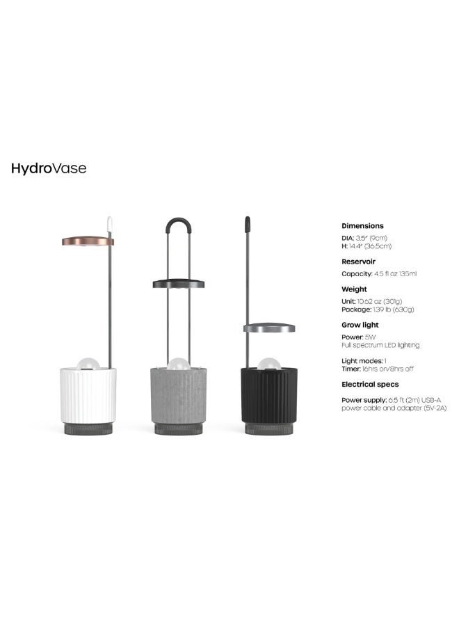 Ermonix HydroVase - Black, Hydroponics Growing System Elegant full spectrum LED grow light Automatic timer Self-watering system - Image 3